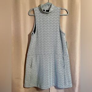 NWT Free People Chervon Gray and Black Large Mini Dress with Pockets